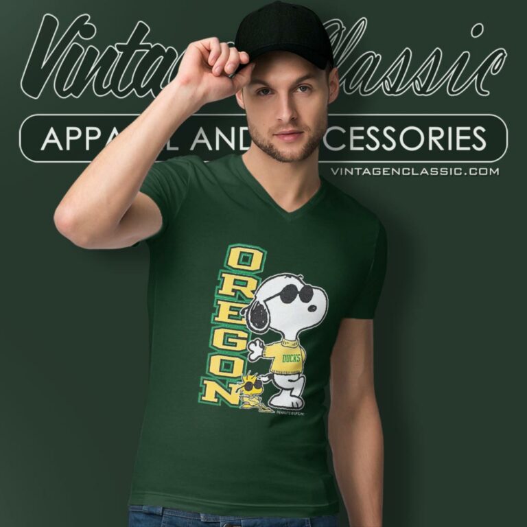 Snoopy Joe Cool Oregon Ducks V Neck TShirt Snoopy Joe Cool Oregon Ducks V Neck TShirt