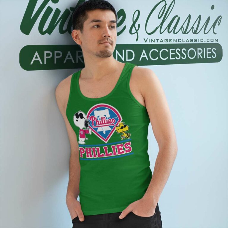 Snoopy Joe Cool Philadelphia Phillies Tank Top Racerback Snoopy Joe Cool Philadelphia Phillies Tank Top Racerback