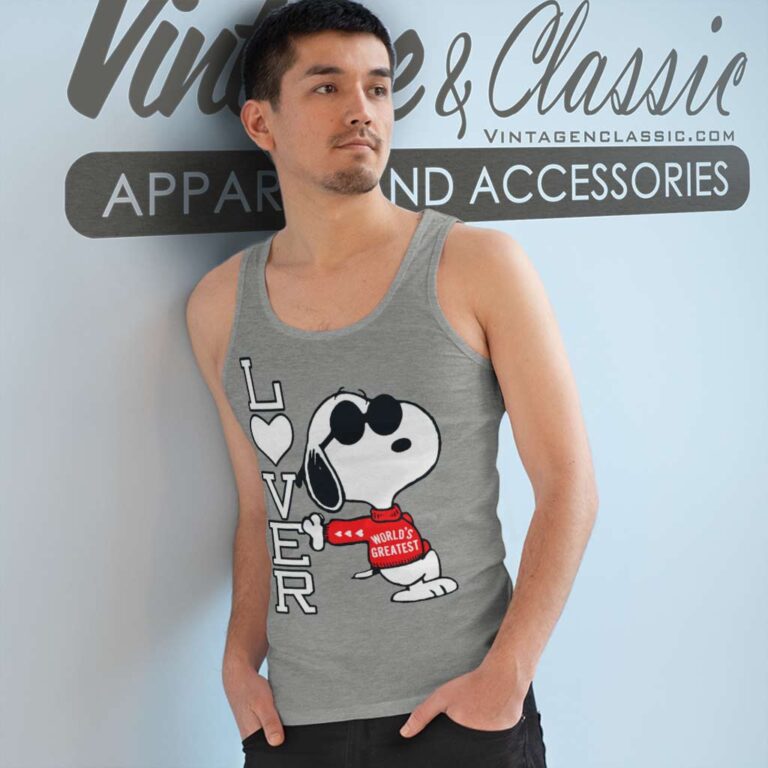Snoopy Joe Cool Worlds Greatest Lover Tank Top Racerback Snoopy Joe Cool Worlds Greatest Lover Tank Top Racerback
