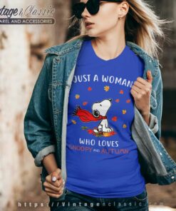 Snoopy Just A Woman Love Autumn Halloween Shirt 5 Snoopy Just A Woman Love Autumn Halloween V Neck TShirt