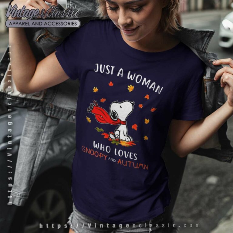 Snoopy Just A Woman Love Autumn Halloween Women TShirt Snoopy Just A Woman Love Autumn Halloween Women TShirt