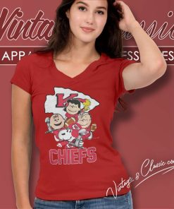 Snoopy Kansas City Chiefs Champion The Peanuts Characters V Neck TShirt 1