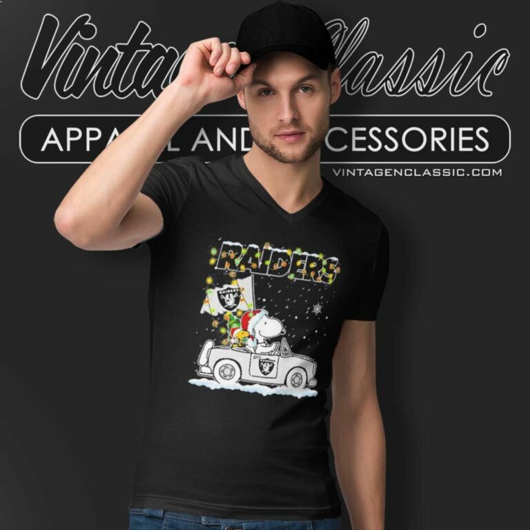 Snoopy Las Vegas Raiders Driver Car Christmas V Neck TShirt Snoopy Las Vegas Raiders Driver Car Christmas V Neck TShirt