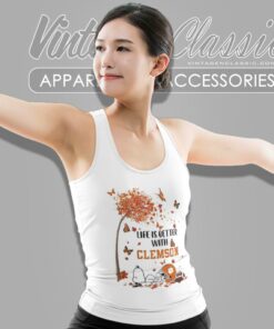 Snoopy Life Is Better With Fall Clemson Tigers Tank Top Racerback