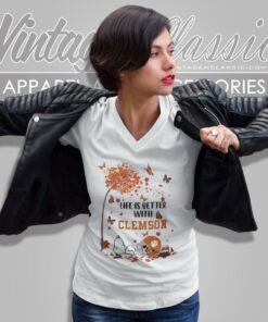 Snoopy Life Is Better With Fall Clemson Tigers V Neck TShirt