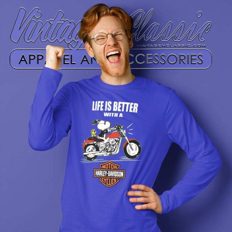 Snoopy Life Is Better With Harley Davidson Long Sleeve Tee Snoopy Life Is Better With Harley Davidson Long Sleeve Tee