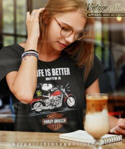 Snoopy Life Is Better With Harley Davidson Shirt 6 Snoopy Life Is Better With Harley Davidson Women TShirt