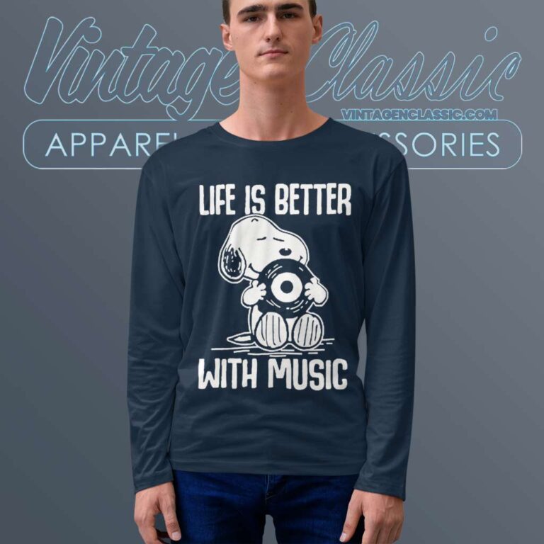 Snoopy Life Is Better With Music Long Sleeve Tee Snoopy Life Is Better With Music Long Sleeve Tee