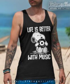 Snoopy Life Is Better With Music Tank Top Racerback