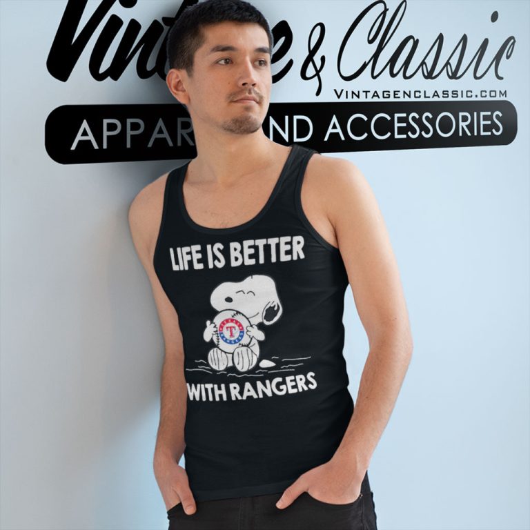 Snoopy Life Is Better With Texas Rangers Tank Top Racerback Snoopy Life Is Better With Texas Rangers Tank Top Racerback