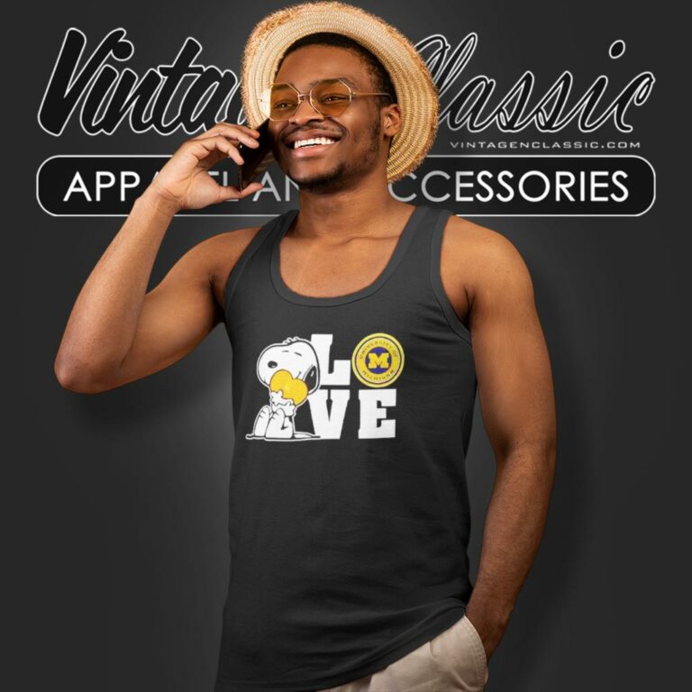 Snoopy Love Michigan Wolverines Tank Top Racerback Snoopy Love Michigan Wolverines Tank Top Racerback
