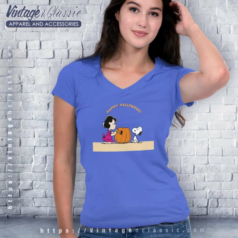 Snoopy Lucy Halloween Peanuts V Neck TShirt Snoopy Lucy Halloween Peanuts V Neck TShirt