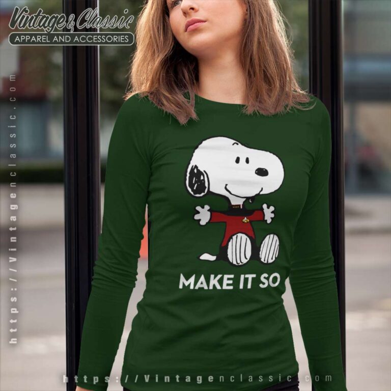 Snoopy Make It So Star Trek Captain Long Sleeve Tee Snoopy Make It So Star Trek Captain Long Sleeve Tee
