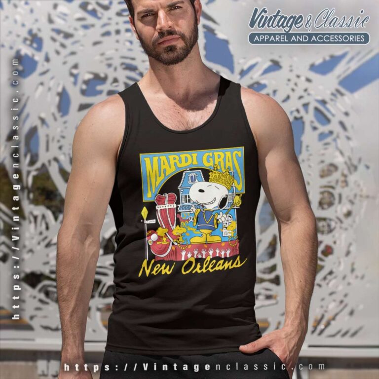 Snoopy Mardi Gras New Orleans 80s Tank Top Racerback Snoopy Mardi Gras New Orleans 80s Tank Top Racerback