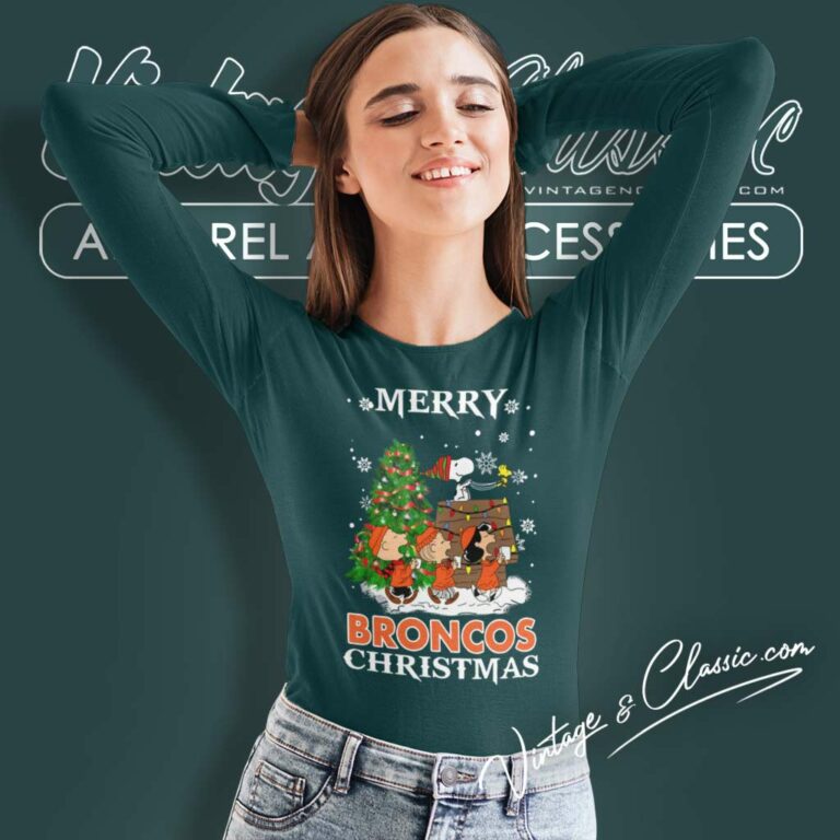 Snoopy Merry Denver Broncos Christmas Nfl Long Sleeve Tee Snoopy Merry Denver Broncos Christmas Nfl Long Sleeve Tee