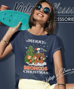 Snoopy Merry Denver Broncos Christmas Nfl Women TShirt