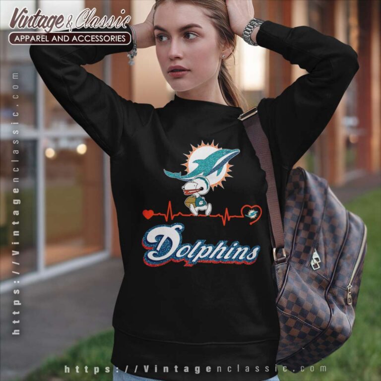 Snoopy Miami Dolphins Logo Heartbeat Sweatshirt Snoopy Miami Dolphins Logo Heartbeat Sweatshirt