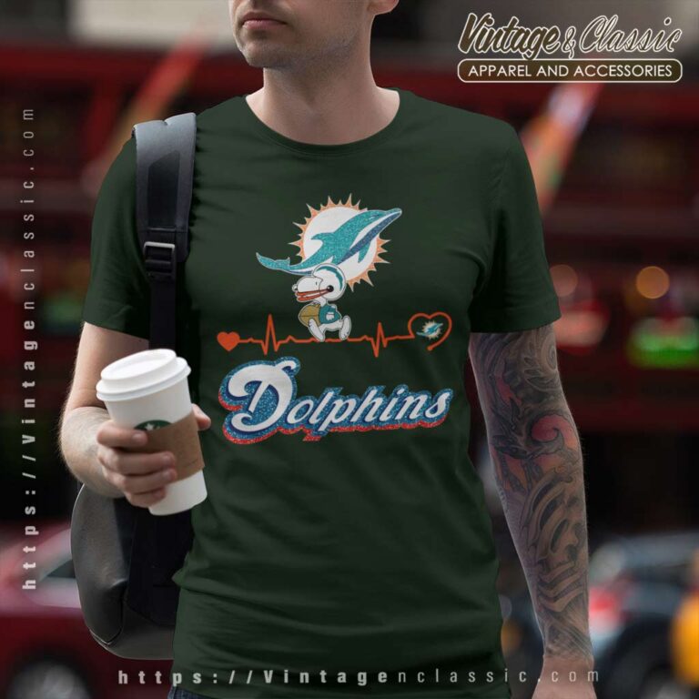 Snoopy Miami Dolphins Logo Heartbeat T Shirt Snoopy Miami Dolphins Logo Heartbeat T Shirt