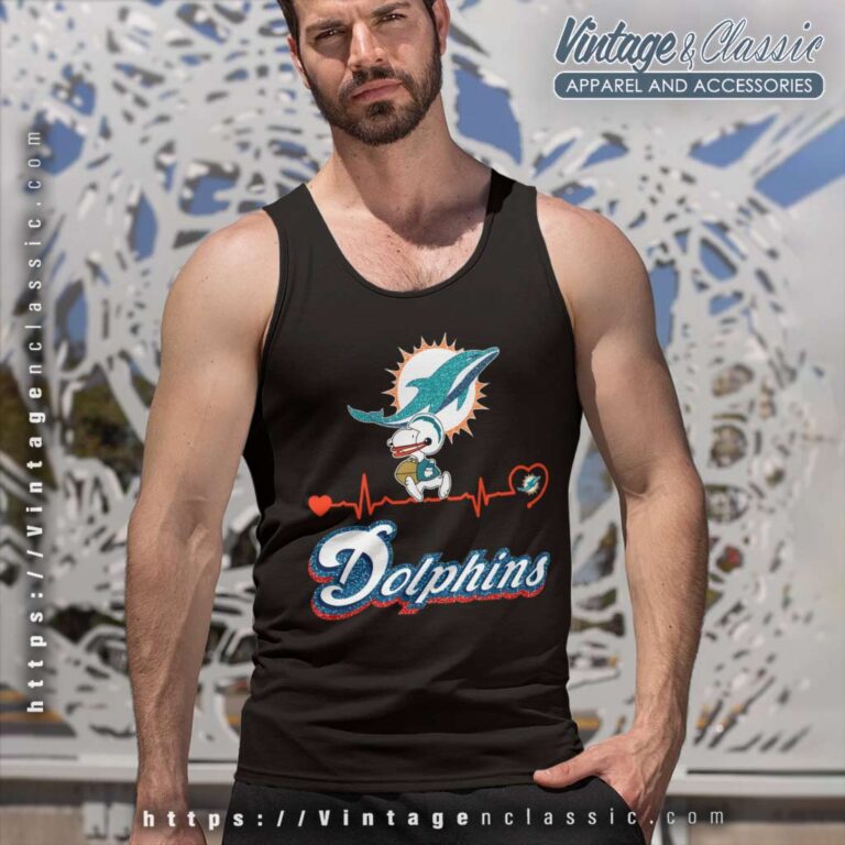 Snoopy Miami Dolphins Logo Heartbeat Tank Top Racerback Snoopy Miami Dolphins Logo Heartbeat Tank Top Racerback