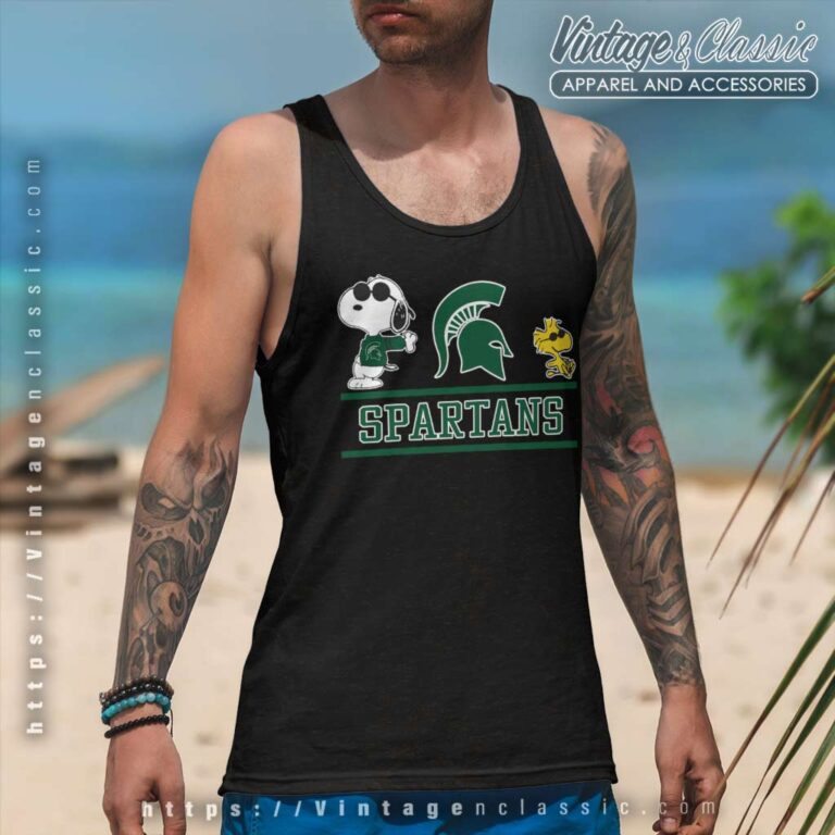 Snoopy Michigan State Spartans Tank Top Racerback Snoopy Michigan State Spartans Tank Top Racerback
