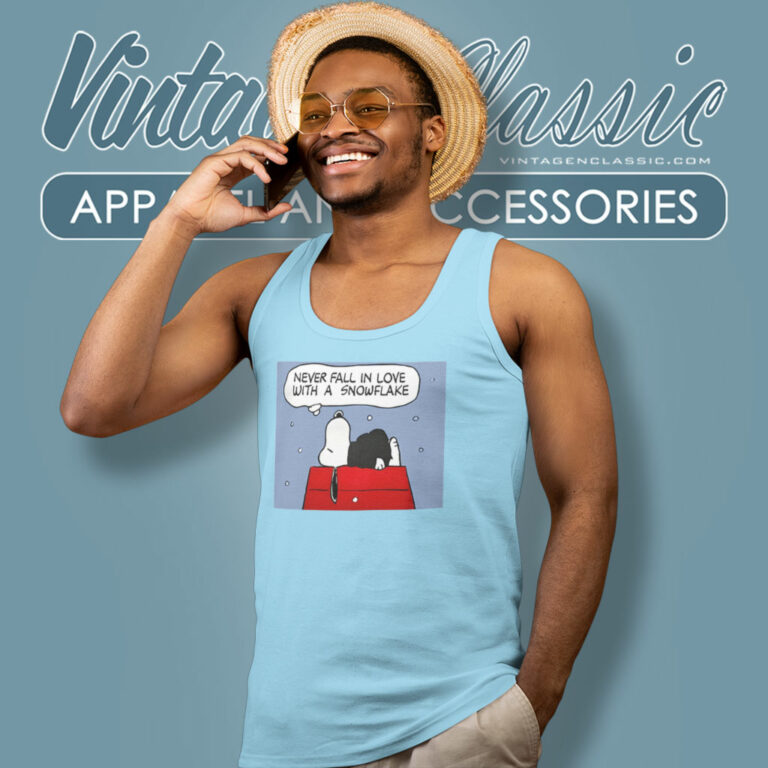 Snoopy Never Fall In Love With A Snowflake Tank Top Racerback Snoopy Never Fall In Love With A Snowflake Tank Top Racerback