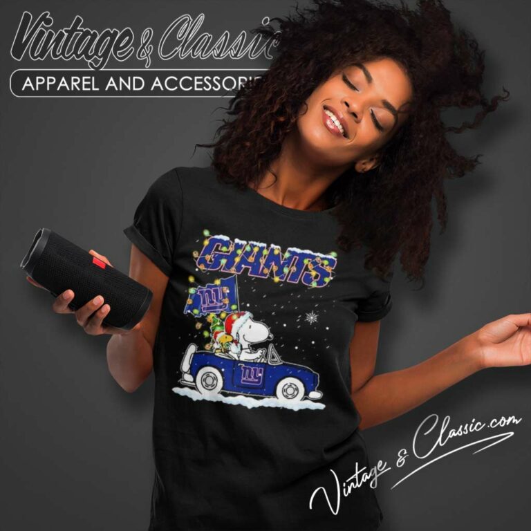 Snoopy New York Giants Driver Car Christmas Women TShirt Snoopy New York Giants Driver Car Christmas Women TShirt