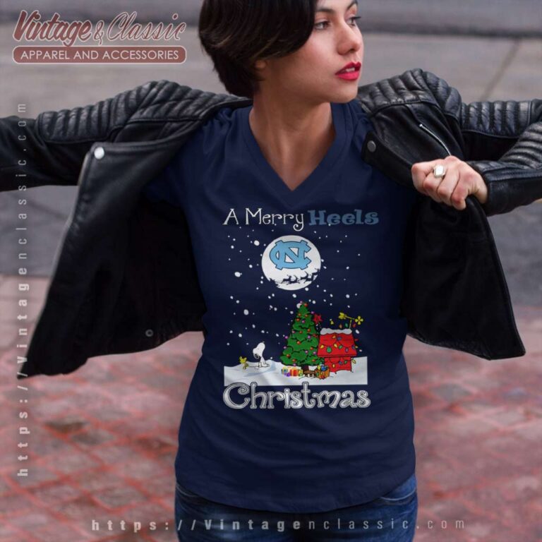 Snoopy North Carolina Tar Heels Ugly Christmas V Neck TShirt Snoopy North Carolina Tar Heels Ugly Christmas V Neck TShirt