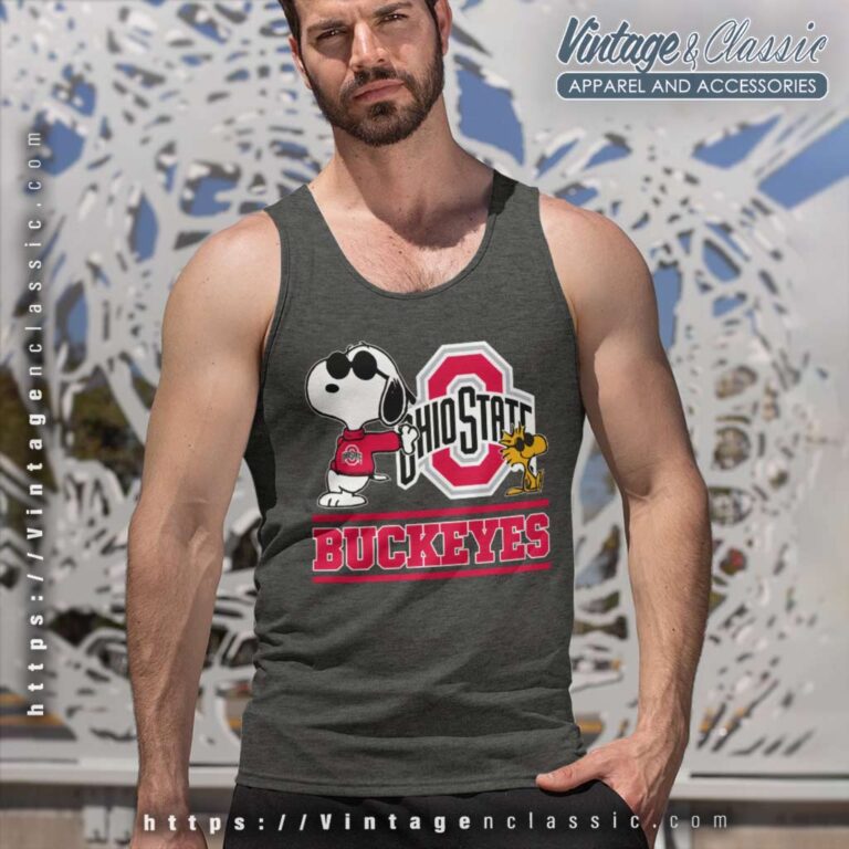 Snoopy Ohio State Buckeyes Tank Top Racerback Snoopy Ohio State Buckeyes Tank Top Racerback
