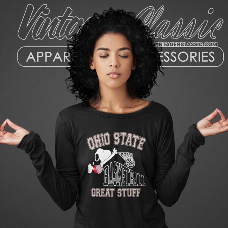 Snoopy Ohio State University Basketball Long Sleeve Tee Snoopy Ohio State University Basketball Long Sleeve Tee