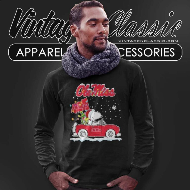 Snoopy Ole Miss Rebels Driver Car Christmas Long Sleeve Tee Snoopy Ole Miss Rebels Driver Car Christmas Long Sleeve Tee