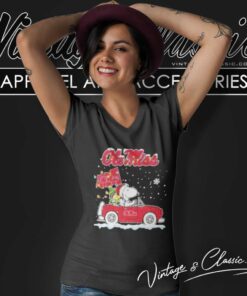 Snoopy Ole Miss Rebels Driver Car Christmas V Neck TShirt