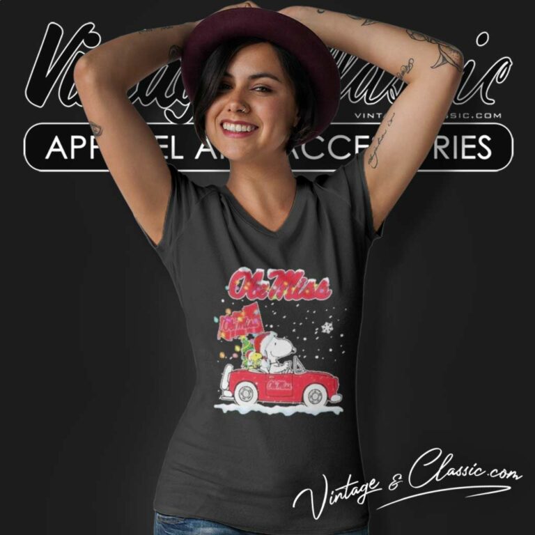 Snoopy Ole Miss Rebels Driver Car Christmas V Neck TShirt Snoopy Ole Miss Rebels Driver Car Christmas V Neck TShirt