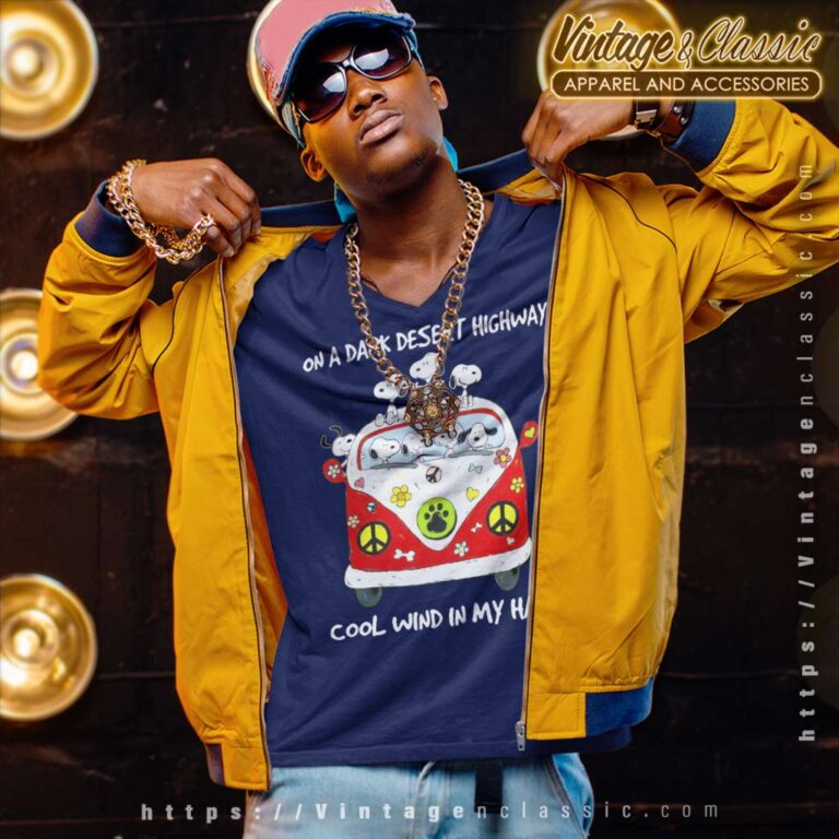 Snoopy On A Dark Desert Highway Cool Wind In My Hair V Neck TShirt Snoopy On A Dark Desert Highway Cool Wind In My Hair V Neck TShirt