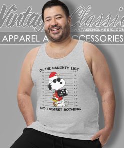 Snoopy On The Naughty List Xmas Shirt And I Regret Nothing Tank Top Racerback 1