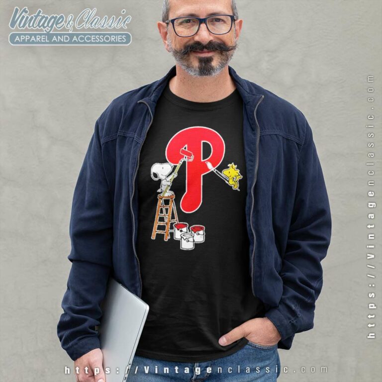 Snoopy Paints The Philadelphia Phillies Logo Baseball Long Sleeve Tee Snoopy Paints The Philadelphia Phillies Logo Baseball Long Sleeve Tee
