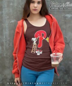 Snoopy Paints The Philadelphia Phillies Logo Baseball Tank Top Racerback