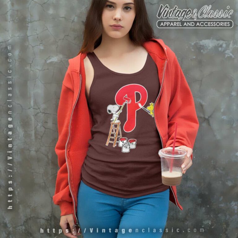 Snoopy Paints The Philadelphia Phillies Logo Baseball Tank Top Racerback Snoopy Paints The Philadelphia Phillies Logo Baseball Tank Top Racerback