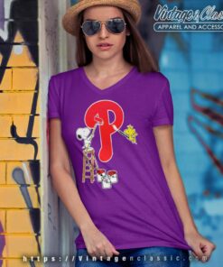 Snoopy Paints The Philadelphia Phillies Logo Baseball V Neck TShirt
