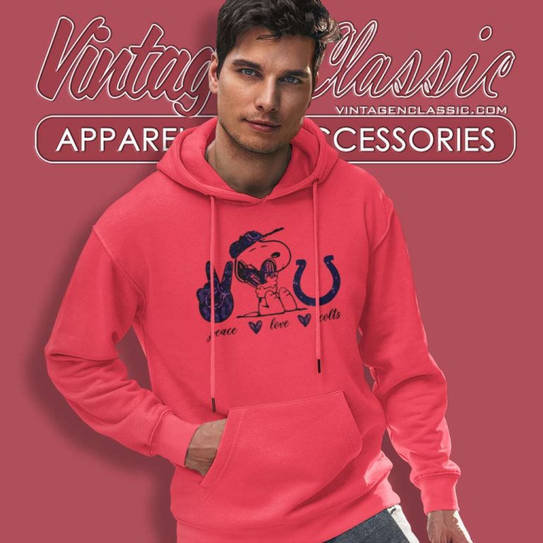 Snoopy Peace Love Indianapolis Colts Hoodie Snoopy Peace Love Indianapolis Colts Hoodie