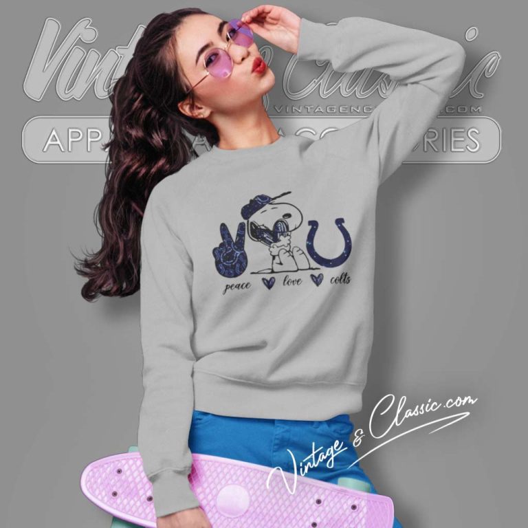 Snoopy Peace Love Indianapolis Colts Sweatshirt Snoopy Peace Love Indianapolis Colts Sweatshirt