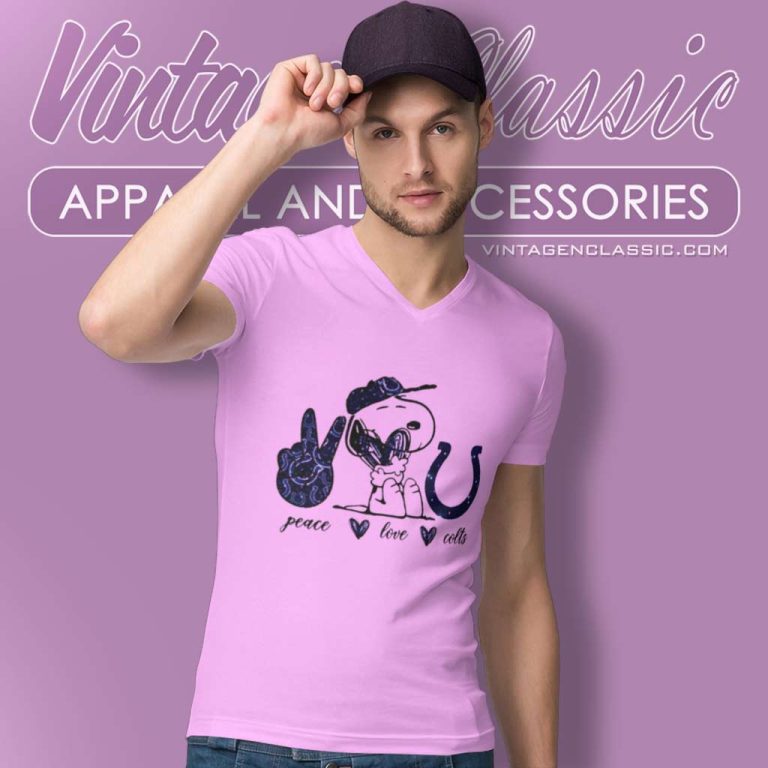 Snoopy Peace Love Indianapolis Colts V Neck TShirt Snoopy Peace Love Indianapolis Colts V Neck TShirt