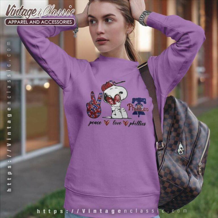 Snoopy Peace Love Philadelphia Phillies Sweatshirt Snoopy Peace Love Philadelphia Phillies Sweatshirt