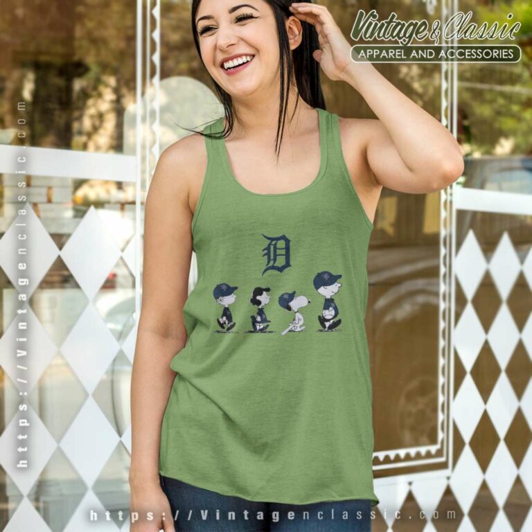 Snoopy Peanut Characters Detroit Tigers Tank Top Racerback Snoopy Peanut Characters Detroit Tigers Tank Top Racerback