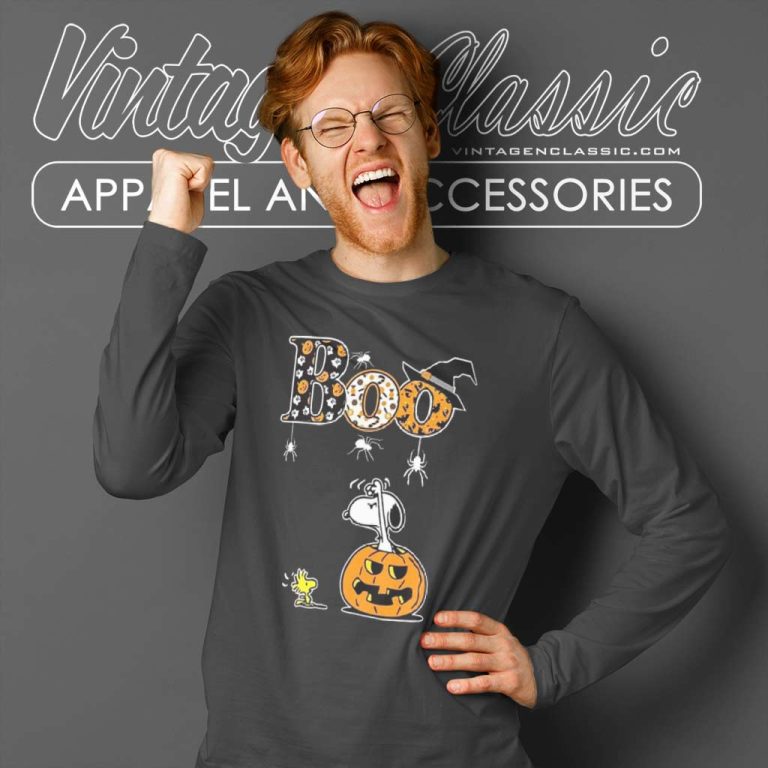 Snoopy Peanuts Boo Witch Pattern Halloween Long Sleeve Tee Snoopy Peanuts Boo Witch Pattern Halloween Long Sleeve Tee