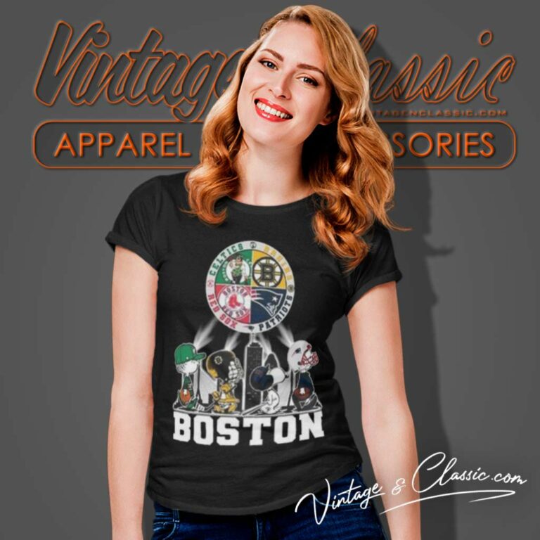 Snoopy Peanuts Characters Boston City Legend Women TShirt Snoopy Peanuts Characters Boston City Legend Women TShirt