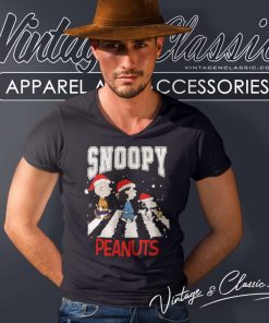 Snoopy Peanuts Cross The Road Merry Christmas Shirt 5 Snoopy Peanuts Cross The Road Merry Christmas V Neck TShirt 1