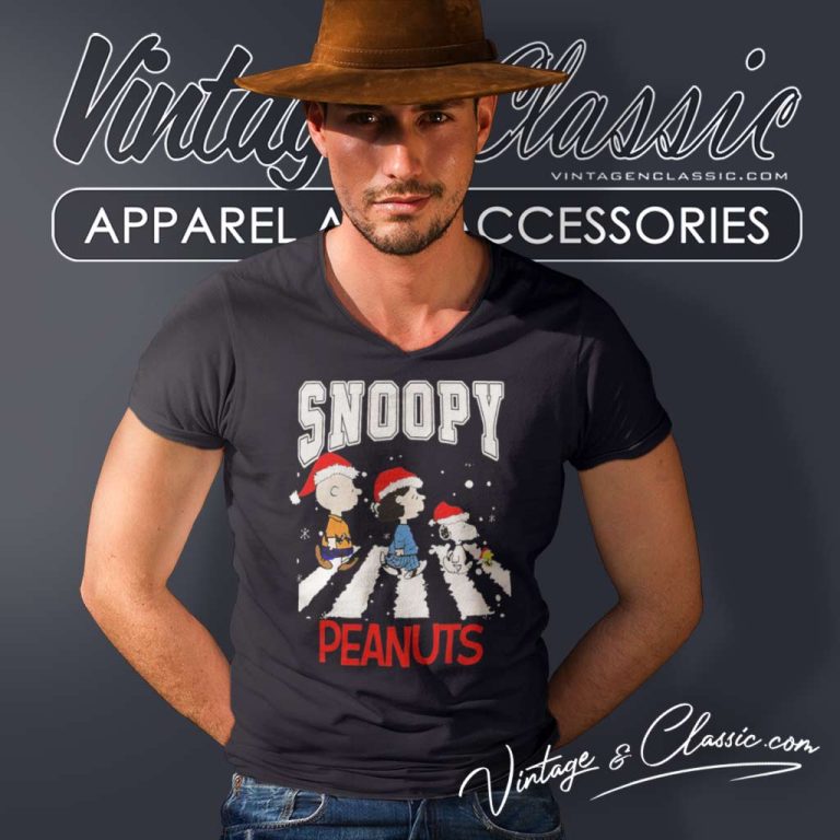 Snoopy Peanuts Cross The Road Merry Christmas V Neck TShirt 1 Snoopy Peanuts Cross The Road Merry Christmas V Neck TShirt 1