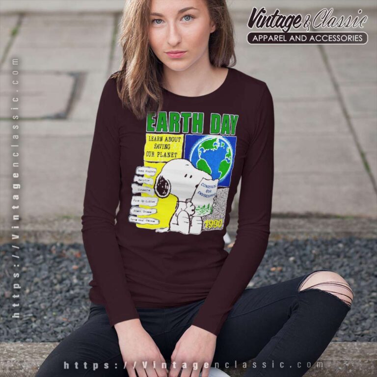 Snoopy Peanuts Earth Day 90s Long Sleeve Tee Snoopy Peanuts Earth Day 90s Long Sleeve Tee