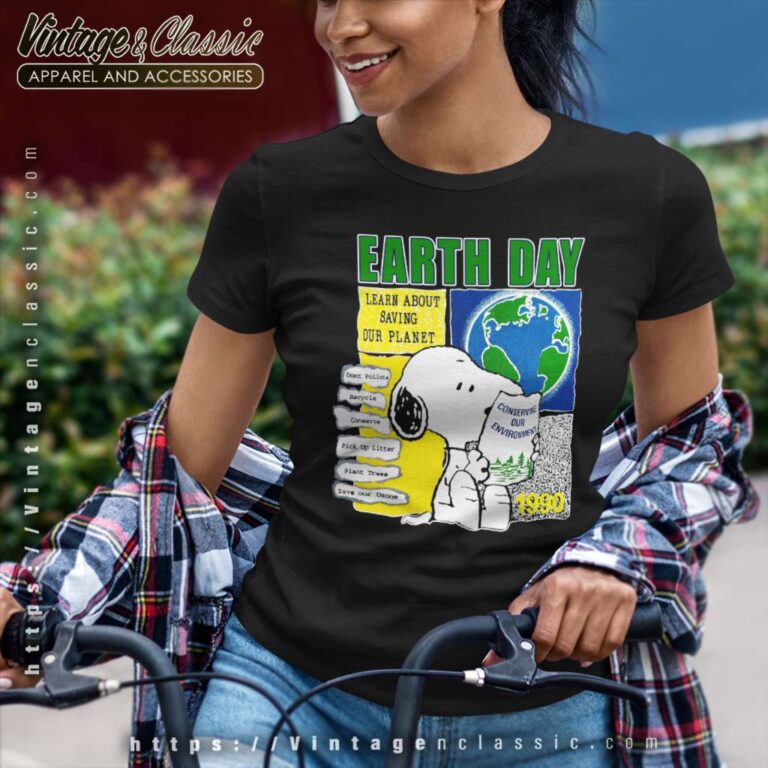 Snoopy Peanuts Earth Day 90s Women TShirt Snoopy Peanuts Earth Day 90s Women TShirt