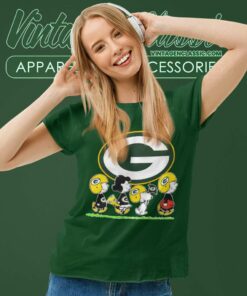 Snoopy Peanuts Football Team With The Green Bay Packers Women TShirt